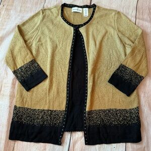 Alfred Dunner Black & Gold Pullover Sweater Top Womens Size XL
